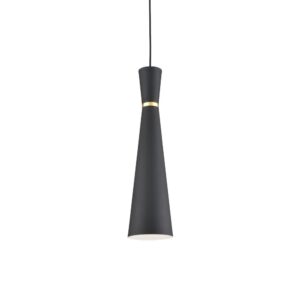 Vanderbilt 6-in Black With Gold Detail 1 Light Pendant