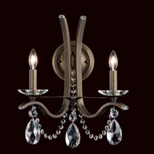 Vesca 2 Light 120V Wall Sconce in Antique Silver with Heritage Handcut Crystal