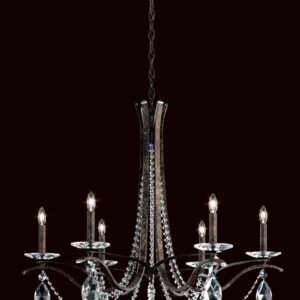 Vesca 6 Light 120V Chandelier in Antique Silver with Heritage Handcut Crystal