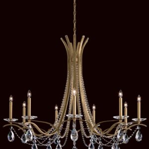 Vesca 9 Light 120V Chandelier in Antique Silver with Heritage Handcut Crystal