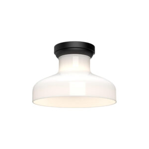 Westlake 11-in Glossy Opal Glass/Matte Black 1 Light Flush Mount