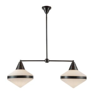 Willard 41-in Urban Bronze/Opal Matte Glass 2 Lights Linear Pendant