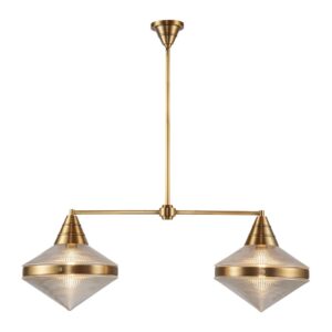 Willard 41-in Vintage Brass/Prismatic Glass 2 Lights Linear Pendant