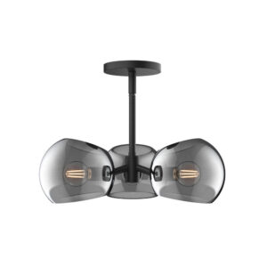 Willow 16-in Matte Black/Smoked Solid Glass 3 Lights Pendant