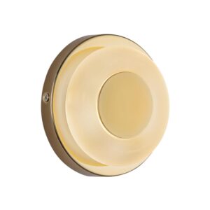 Stephord 4-in Metallic Brass/Frosted Glass LED Wall Sconce