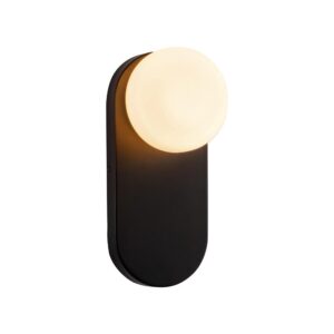 Ariel 12-in Matte Black/Opal Glass Socket Wall/Vanity Light