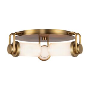 Wynwood 17-in Vintage Brass/Glossy Opal 3 Lights Flush Mount