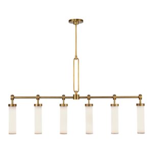 Wynwood 52-in Vintage Brass/Glossy Opal 6 Lights Linear Pendant