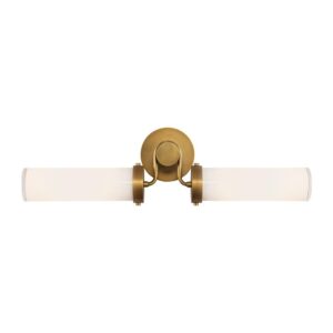 Wynwood 23-in Vintage Brass/Glossy Opal 2 Lights Wall/Vanity
