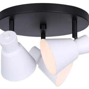 RADLEY 3 Light 14 in. Ceiling/Wall Matte Black Track Light Kit with Matte White Metal Shade