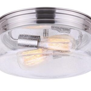ALBANY, 2 Lt Flush Mount, Seeded Glass, 60W Type A, 12" W x 6" H, Easy Connect Included