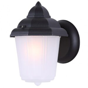 Outdoor, IOL14 BK, 1 Bulb Downlight, Frosted Glass, 60W Type A or B, 6 IN W x 8 .75 IN H x 7 IN D