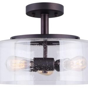 NASH, 3 Lt Semi Flush, Seeded Glass, 60W Type A, 13" W x 9 1/2" H