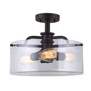 ALBANY, 3 Lt Semi Flush, Clear Glass, 60W Type A, 14 1/2" W x 11 1/2" H