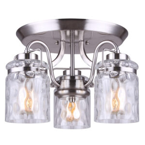 ARDEN, 3 Lt Semi Flush, Watermark Glass, 100W Type A, 16 1/4" W x 10 1/2" H