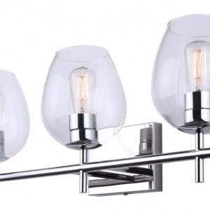 CAIN, IVL1019A03CH, 3 Lt Vanity, Clear Glass, 100W Type A, 25" W x 9.5" H x 7.25" D