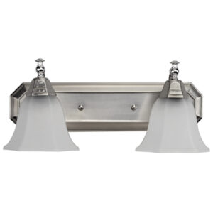 Vanity, IVL302 BPT/CH, 2 Light, Frosted Glass, 60W Type A, 18 IN W x 8 IN H x 8 IN D
