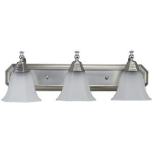 Vanity, IVL303 BPT/CH, 3 Light, Frosted Glass, 60W Type A, 24 IN W x 8 IN H x 8 IN D