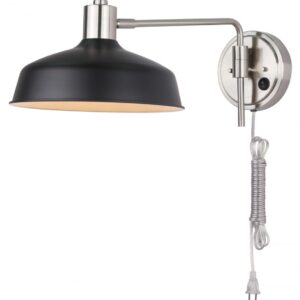 BELLO, BN + MBK Color, 1 Lt Wall Fixture, 40W Type A, On/Off on Back Plate