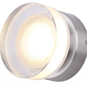 BENNI 5.375 in. 1 Light Brushed Nickel Integrated LED Wall Light with Clear Acrylic Shade
