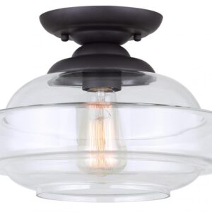 CHICAGO, 1 Lt Flush Mount, Clear Glass, 100W Type A, 12 1/2" W x 9 1/4" H, Easy Connect Incl