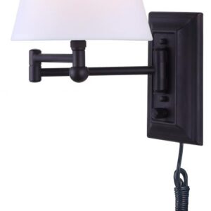 Wall, IWF1D ORB -G-, Swing Arm 1 Lt Wall Fixture, On/Off Switch, Fabric Shade, 60W Type C