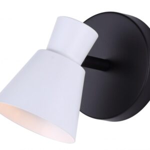 RADLEY 1 Light 4.75 in. Ceiling/Wall Matte Black Track Light Kit with Matte White Metal Shade