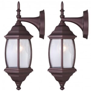 Outdoor Twin Pack 1 Light Outdoor Lantern, Bronze Finish