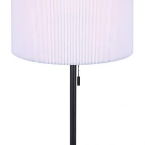 CARMYNN, ITL288A24BK, MBK Color, 1 Lt Table Lamp, White Ribbed Shade, 60W Type A