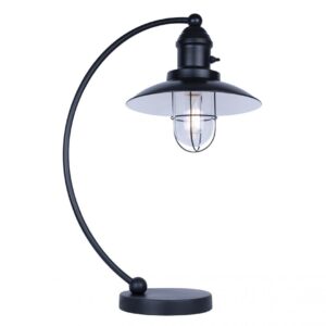 Cavea 1 Light Table Lamp with Matte Black Finish and Matte Black Shade