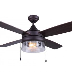 CFan 48", MILL ORB, 4 Reversible Blade: Walnut / Medium Maple, Seeded Glass, Downrod Mount