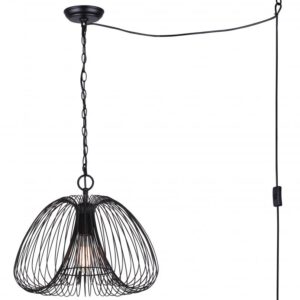 STOCKHOLM 60-Watt 1 Light Black Casual Swag Pendant with Black Metal Shade