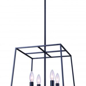 WEXFORD, MBK Color, 4 Lt 14" Rod Chandelier, 60W Type C, 14" W x 23.375 - 65.375" H x 14