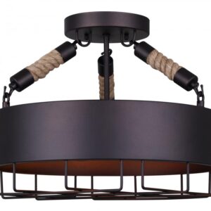 PORTSMOUTH, ISF662A03ORB, 3 Lt Semi Flush, Metal Shade
