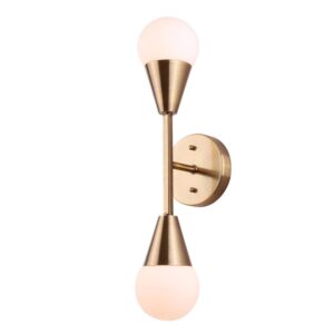 ARLOWE, IWF1125A02GD9, 2 Lt Wall Fixture, Flat Opal Glass, 40W Type G9, 4.75" W x 19" H x 5.
