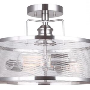 Beckett 3 Light Semi Flush, Nickel Finish